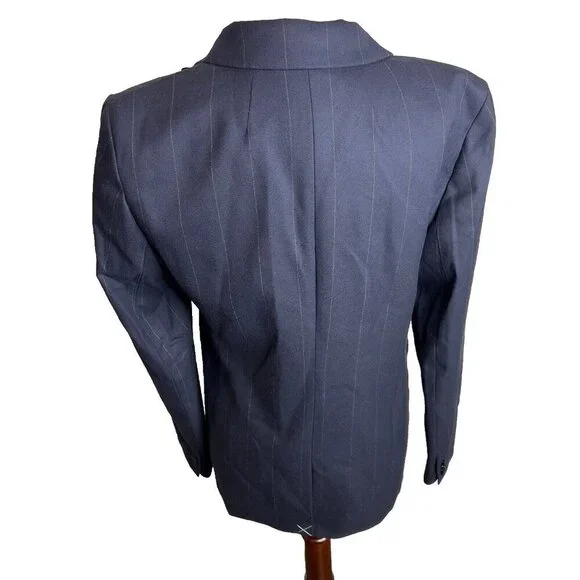 J.Crew Womens $228 One Button Blazer in Pinstripe Navy Size 4 CB442